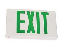 LED Die-Cast Aluminum Exit Sign White Housing with Green Lettering - With Battery Back-Up