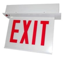 LED EdgeLit Exit Sign Recessed Mount - White Canopy with White Panel and Red Lettering
