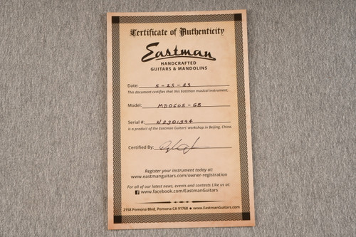 Eastman MDO605 Octave Electric Mandolin Solid Spruce & Maple - View 2