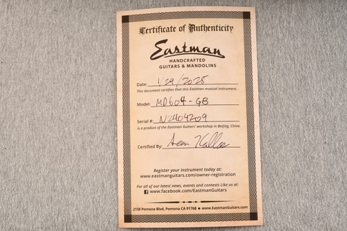 Eastman Electric Mandolin MD604-GB Oval Hole Solid Spruce Top - View 2