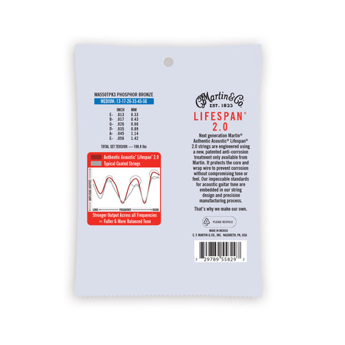 Martin Guitar Strings Authentic Acoustic Lifespan 2.0 MA550T 3 Sets - View 2 Martin Guitar Strings Authentic Acoustic Lifespan 2.0 MA550T 3 Sets - View 2