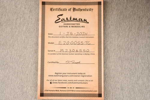 Eastman E20OOSS-TC Thermo Cured Adirondack #M2306550 - Certificate