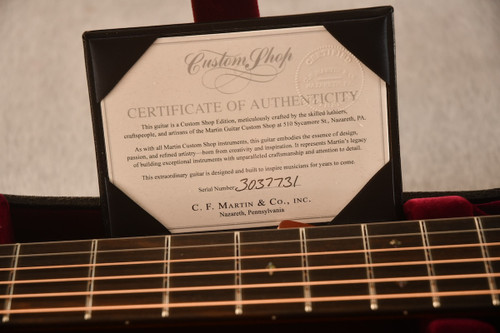 Martin Custom Shop GJ-28 Ambertone Grand Jumbo #3037731 — Certificate