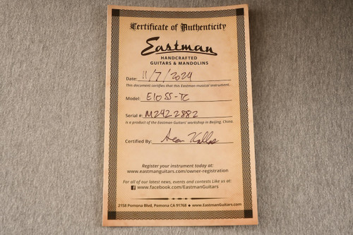 2024 Eastman E10SS-TC Thermo Cured Adirondack #M2422882 - Certificate