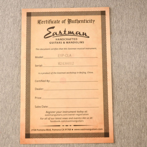 Eastman E1P-LTD “Bluesmaster” Parlor Acoustic Guitar – Adirondack Spruce, 12-Fret #M2436012 - View 3