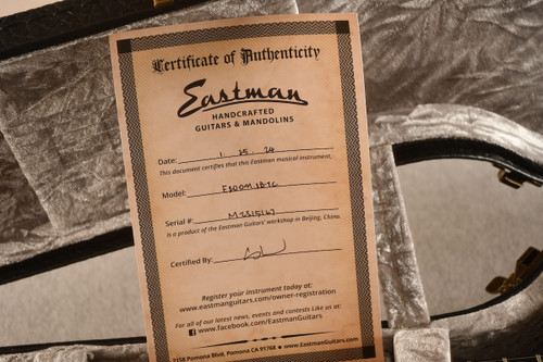 Eastman E20OM-TC-SB (2024) Acoustic Electric #M2315167 — Certificate