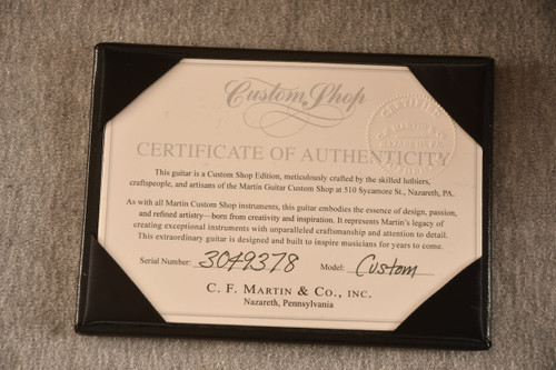 Martin Custom Shop 00-28 Adirondack — Certificate