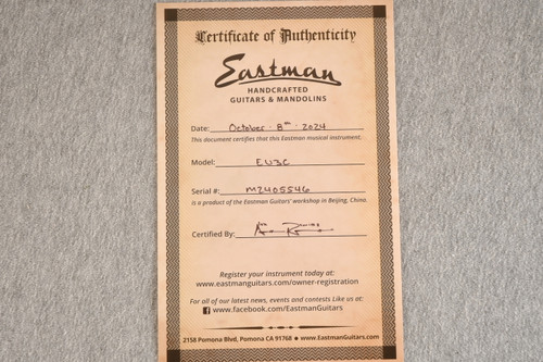 Eastman Concert Ukulele EU3C Solid Mahogany Top Back and Sides - View 3