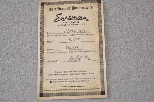 Eastman MD315 Mandolin F Style With F Holes Solid Spruce Maple - View 2