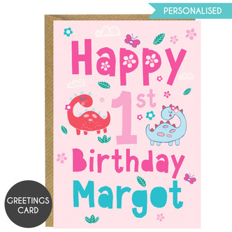 Pretty Little Dino Personalised Card