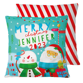 Santa and Friends Personalised Cushion