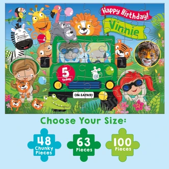 Personalised Jungle Fun Scene 48 Piece jigsaw