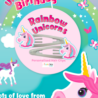 Rainbow Unicorns Hair Clips