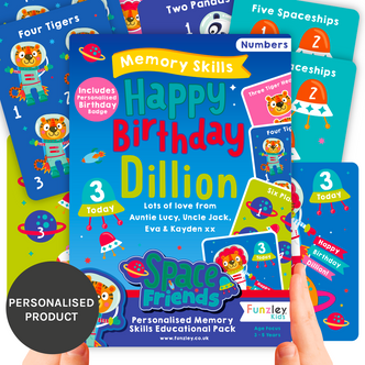 Space Friends Bday Memory skills Numbers Gift Box