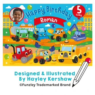 Personalised Little Diggers Birthday Photo Jigsaw