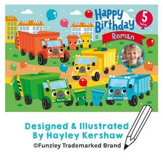 Personalised Little Dustbins Birthday Photo Jigsaw Puzzle
