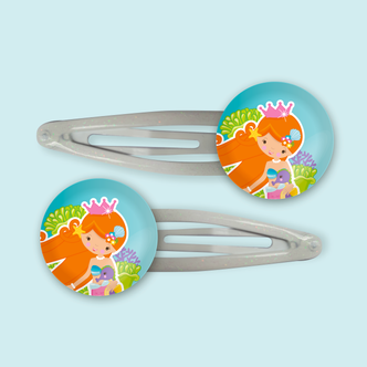 Pretty Mermaids (orange) 2 x Hair Clips