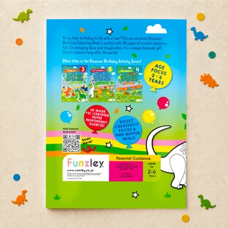 Personalised Dinosaur Birthday Colouring Book