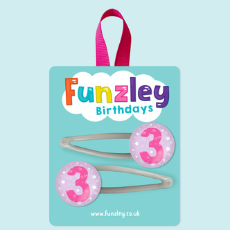 Funzley Birthdays Number 3 Hair Clips