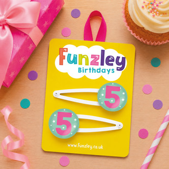 Funzley Birthdays Number 5 Hair Clips