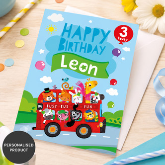 Wheels on the bus Birthday Card