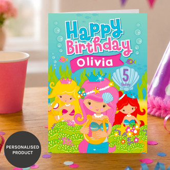 Pretty Mermaids Birthday Card