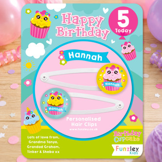 Birthday Cupcake Hair Clips