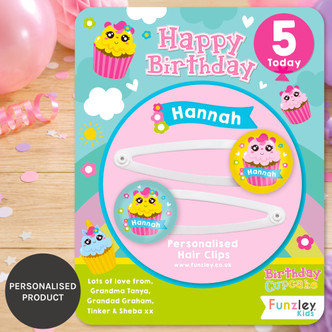 Birthday Cupcake Hair Clips
