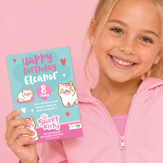 Personalised Sweet Kitty Small Birthday Letterbox Gift Box