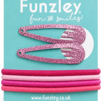 Hair Set Pink Glitter Clips and Pink Bands