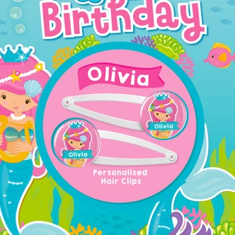 Personalised Pretty Mermaids Birthday Card With Hair Clips