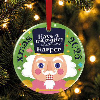Personalised Nut Cracking Forest Green Christmas Tree Decoration