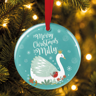 Personalised Pretty Swan Christmas Tree Decoration