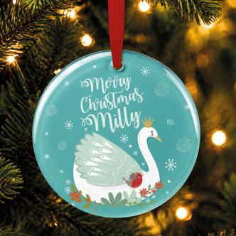 Personalised Pretty Swan Christmas Tree Decoration