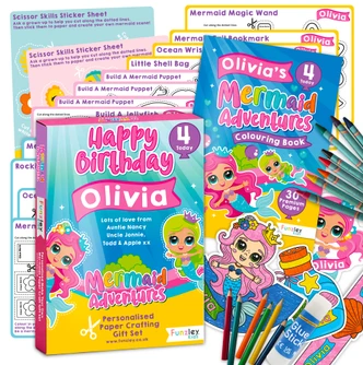 Personalised Mermaid Adventures, Birthday Paper Craft Kit