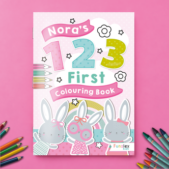 Personalised Cute Little Bunny 123 Colouring Book