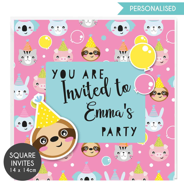 Cute Stand Personalised Invitations 10 x pack square