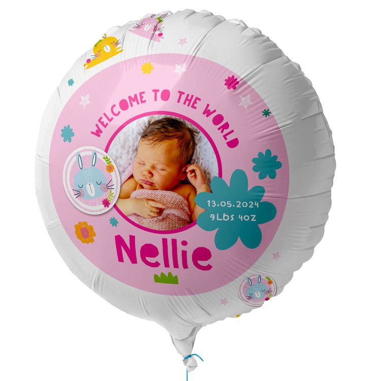 Welcome to the world Personalised Balloon (photo) (UN-INFLATED)