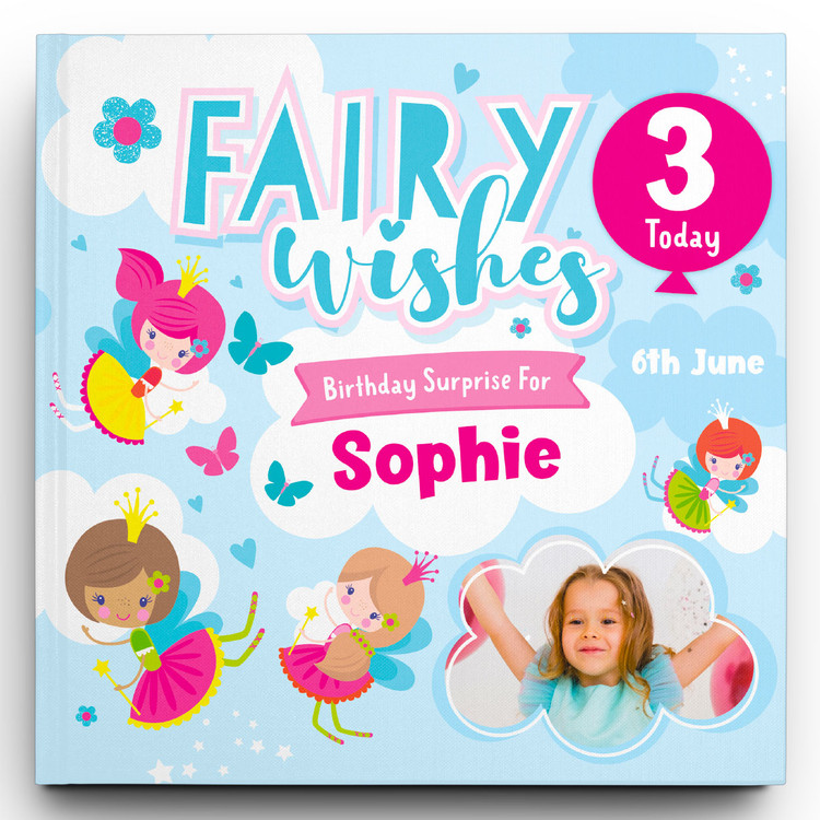 (AFW) Fairy Wishes Personalised Photo Birthday Story Book with Activities (Hard backed)