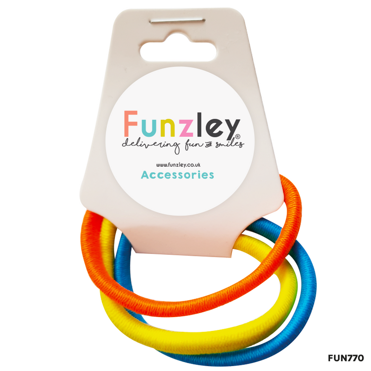 3 x pack Hair Bobbles (orange, yellow,blue)