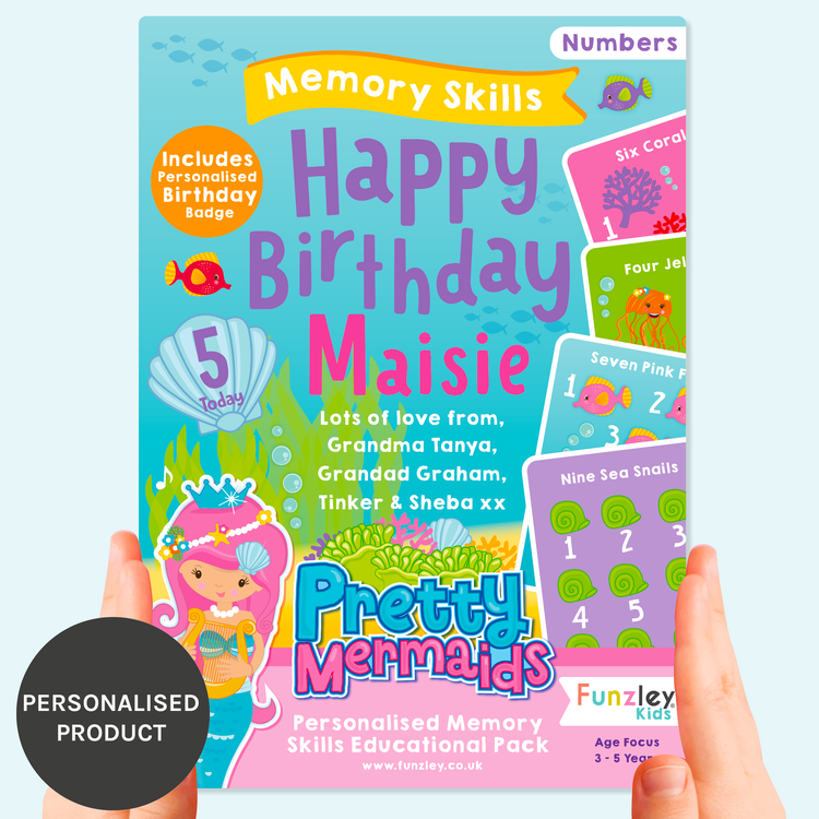 Pretty Mermaids Bday Memory skills Numbers Gift Box