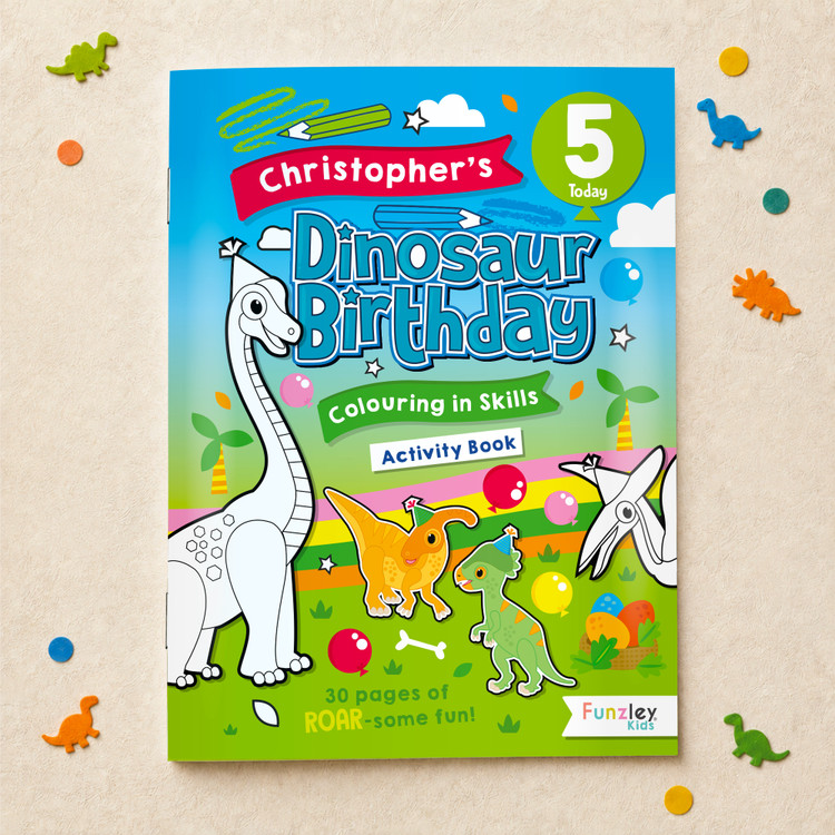 Personalised Dinosaur Birthday Colouring Book