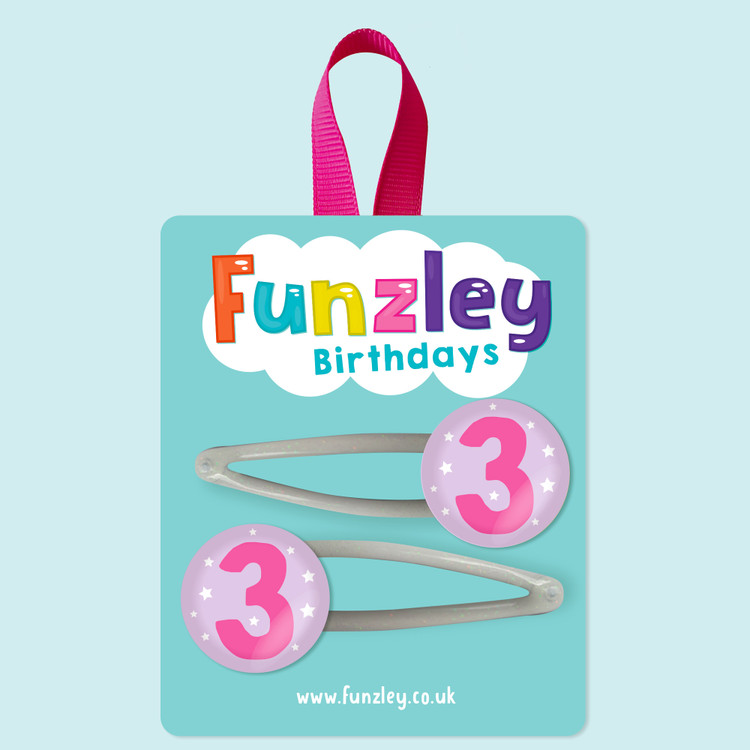 Funzley Birthdays Number 3 Hair Clips