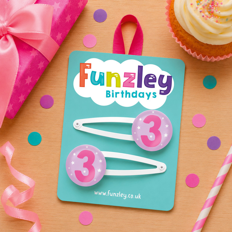 Funzley Birthdays Number 3 Hair Clips