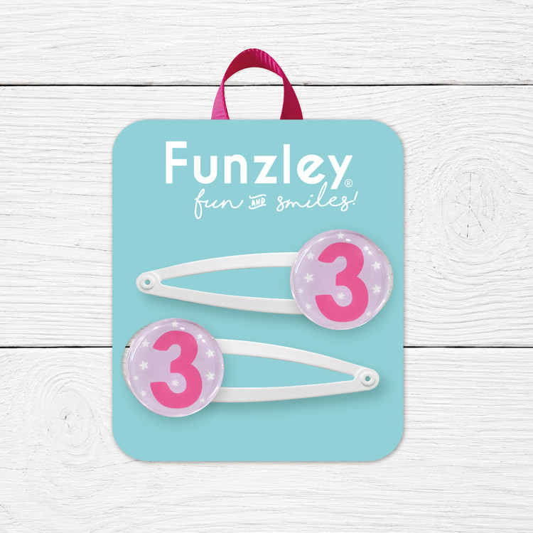 Funzley Birthdays Number 3 Hair Clips