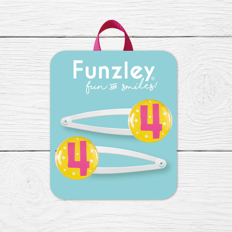 Funzley Birthdays Number 4 Hair Clips