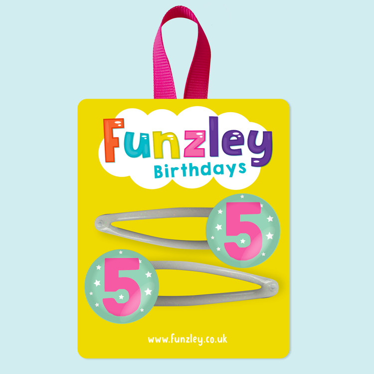Funzley Birthdays Number 5 Hair Clips