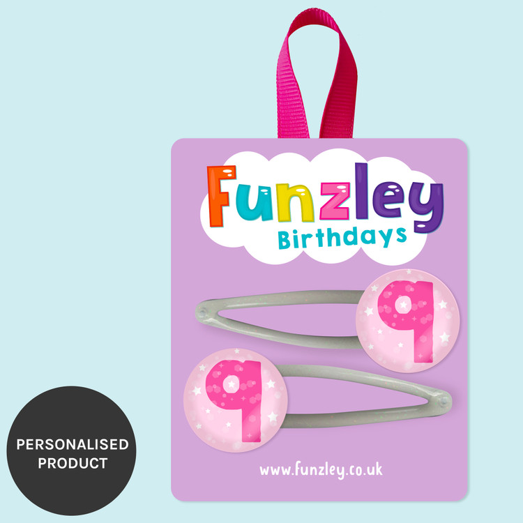 Funzley Birthdays Number 9 Hair Clips