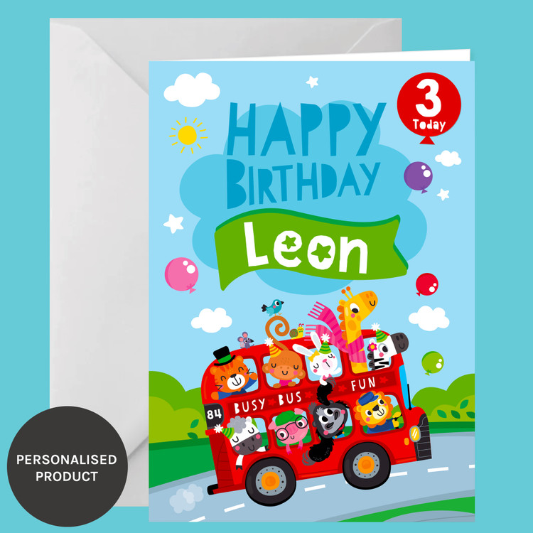 Wheels on the bus Birthday Card