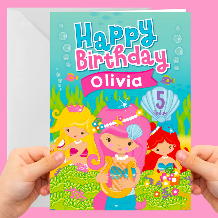 Pretty Mermaids Birthday Card